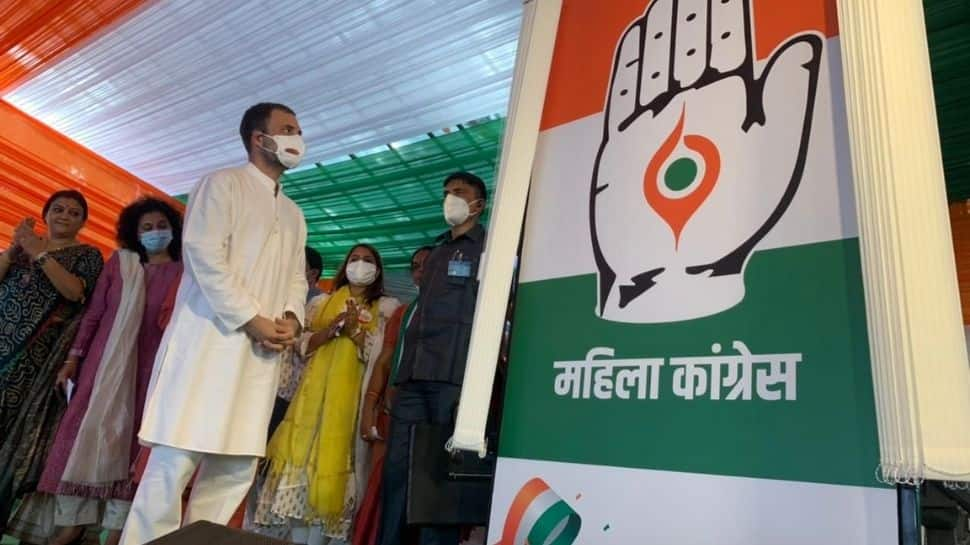 Congress leader Rahul Gandhi unveils new logo of All India Mahila Congress