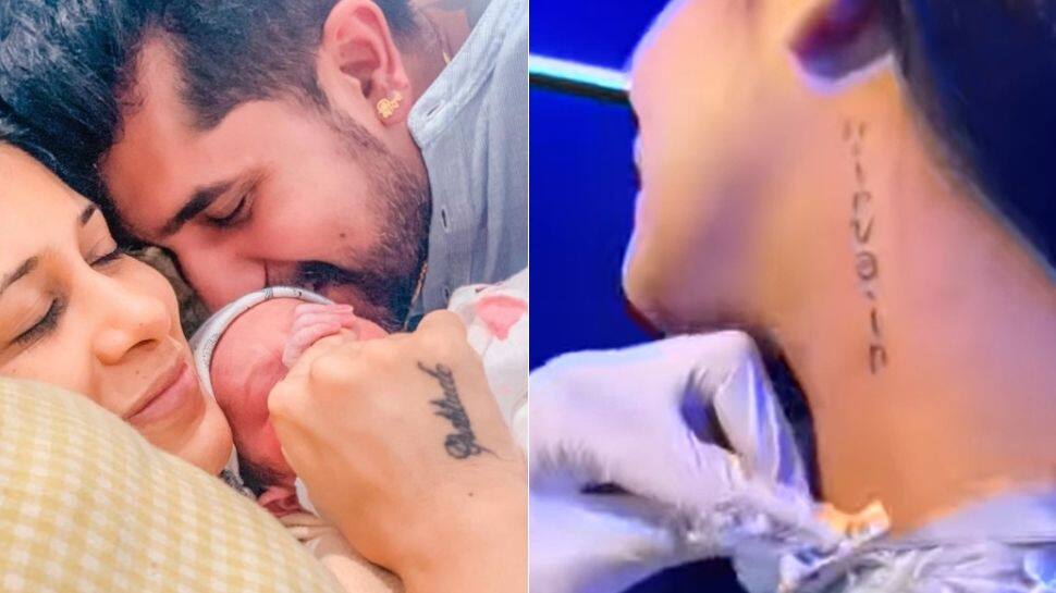 TV couple Kishwer Merchantt-Suyyash Rai get son&#039;s name tattooed on their neck! - Watch