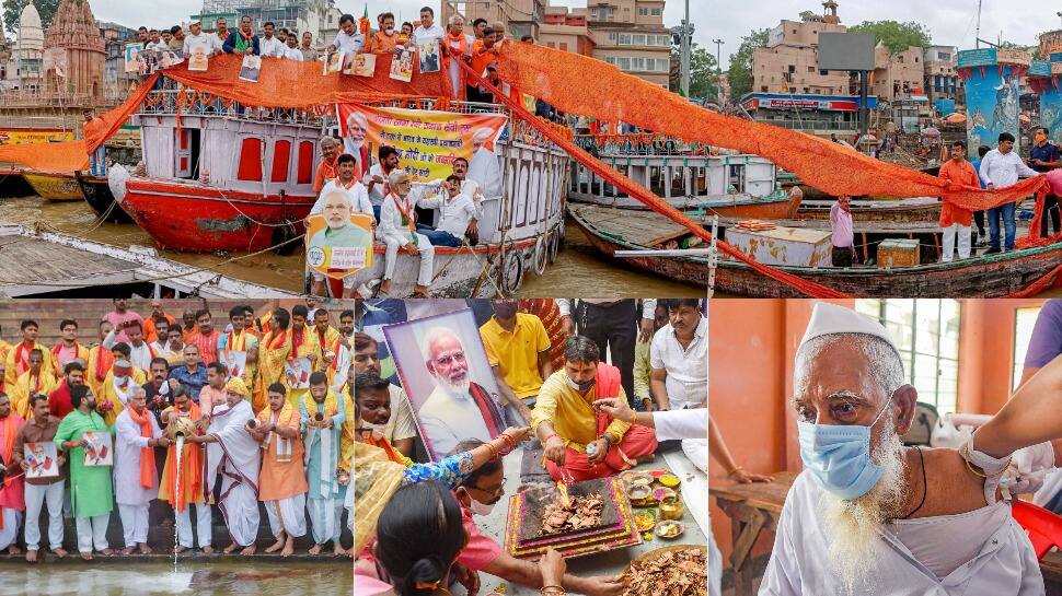 PM Narendra Modi's birthday: From performing rituals to offering a 71-metre  long saree to river Ganga, a look at celebrations by BJP leaders and  supporters | News | Zee News