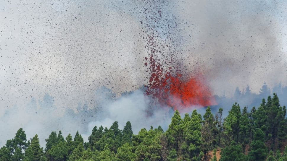 Lava edging down the hillside