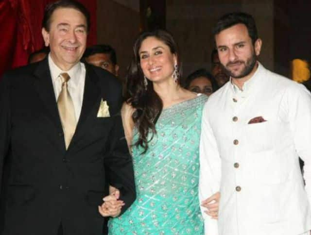 Kareena poses with father Randhir Kapoor and Saif Ali Khan