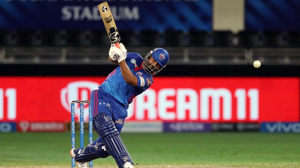 Delhi Capitals skipper Rishabh Pant hits a boundary en route his unbeaten 35 against Sunrisers Hyderabad in their IPL 2021 match in Dubai. (Photo: ANI)