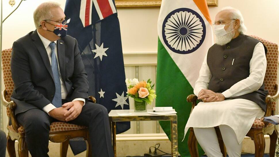 PM Narendra Modi meets his &#039;good friend&#039; Australian PM Scott Morrison, discusses issues of bilateral, regional and global importance