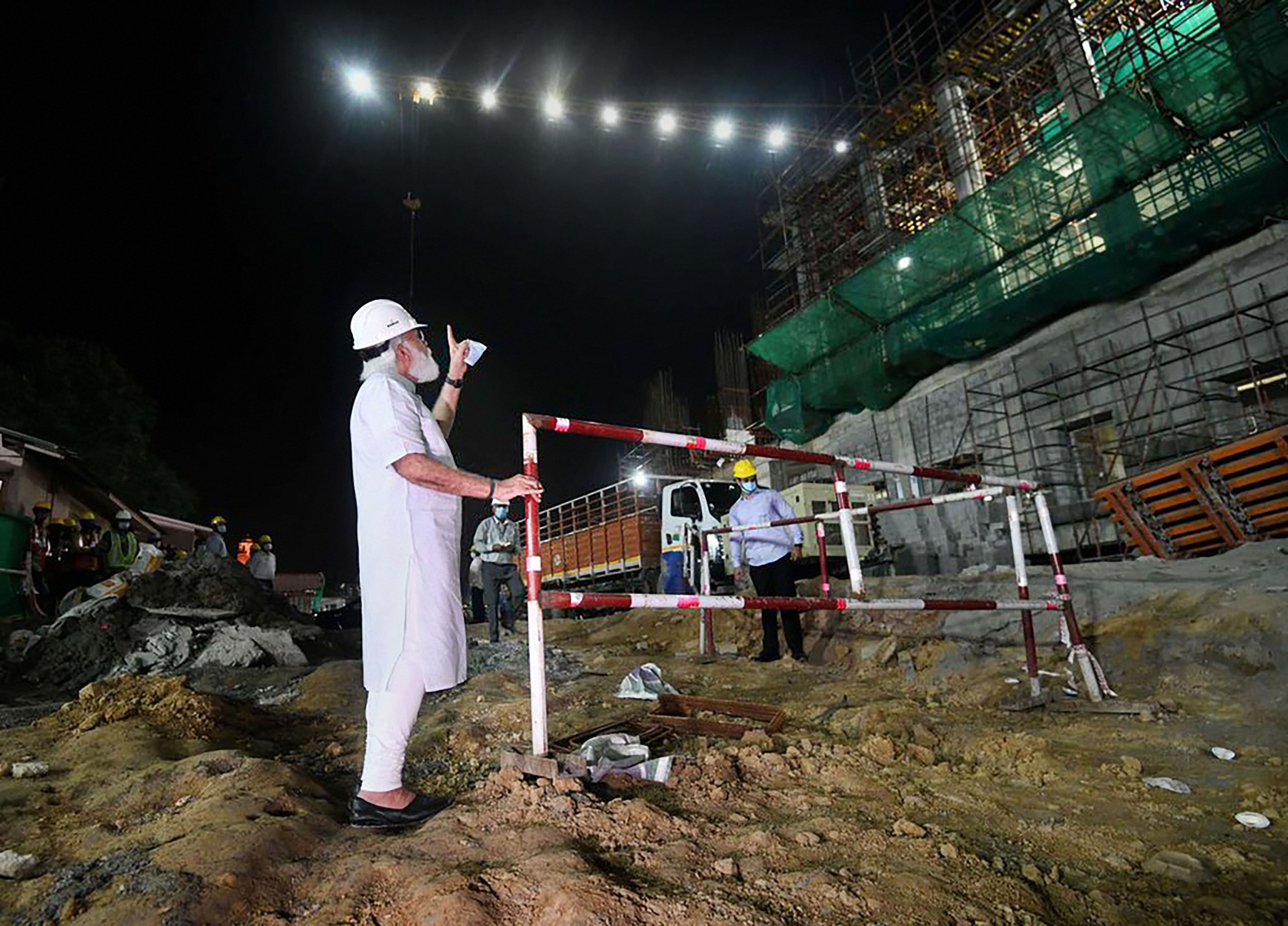 PM Narendra Modi at construction work site of new Parliament building