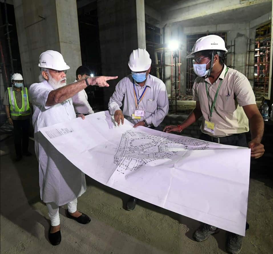 PM Narendra Modi inspects construction work of new Parliament building