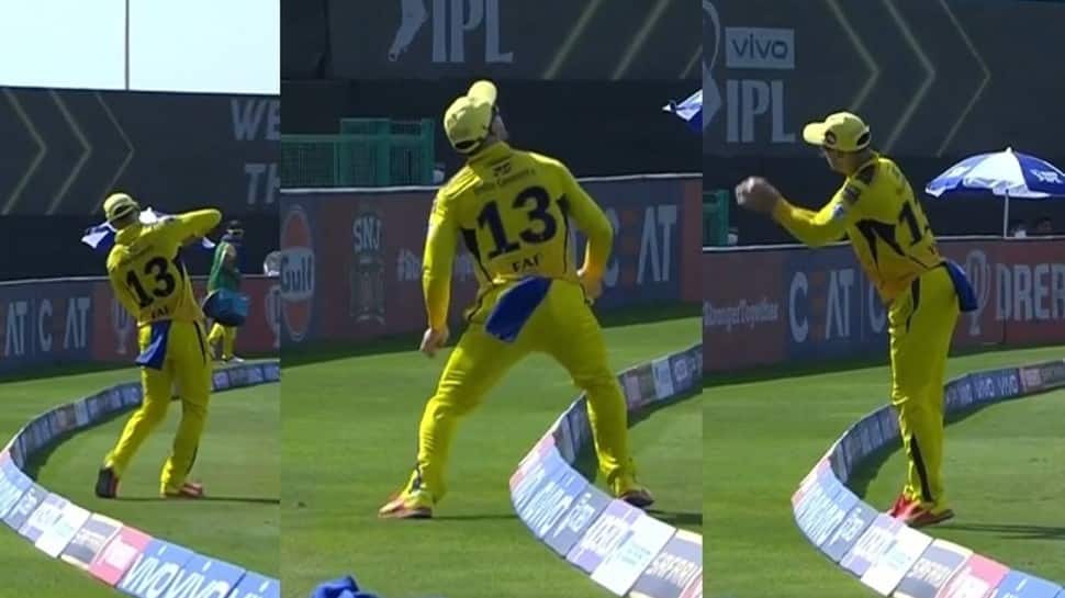 IPL 2021: CSK batsman Faf du Plessis takes a stunning catch despite bleeding knee - WATCH