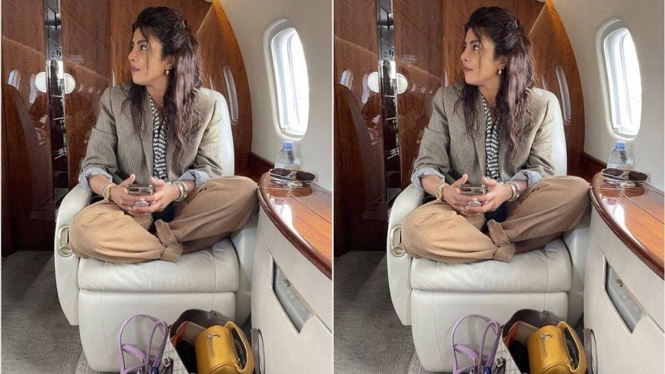 Priyanka Chopra’s picture sitting cross legged in a private jet goes viral, fans call her ‘India wale’ – See pic! 