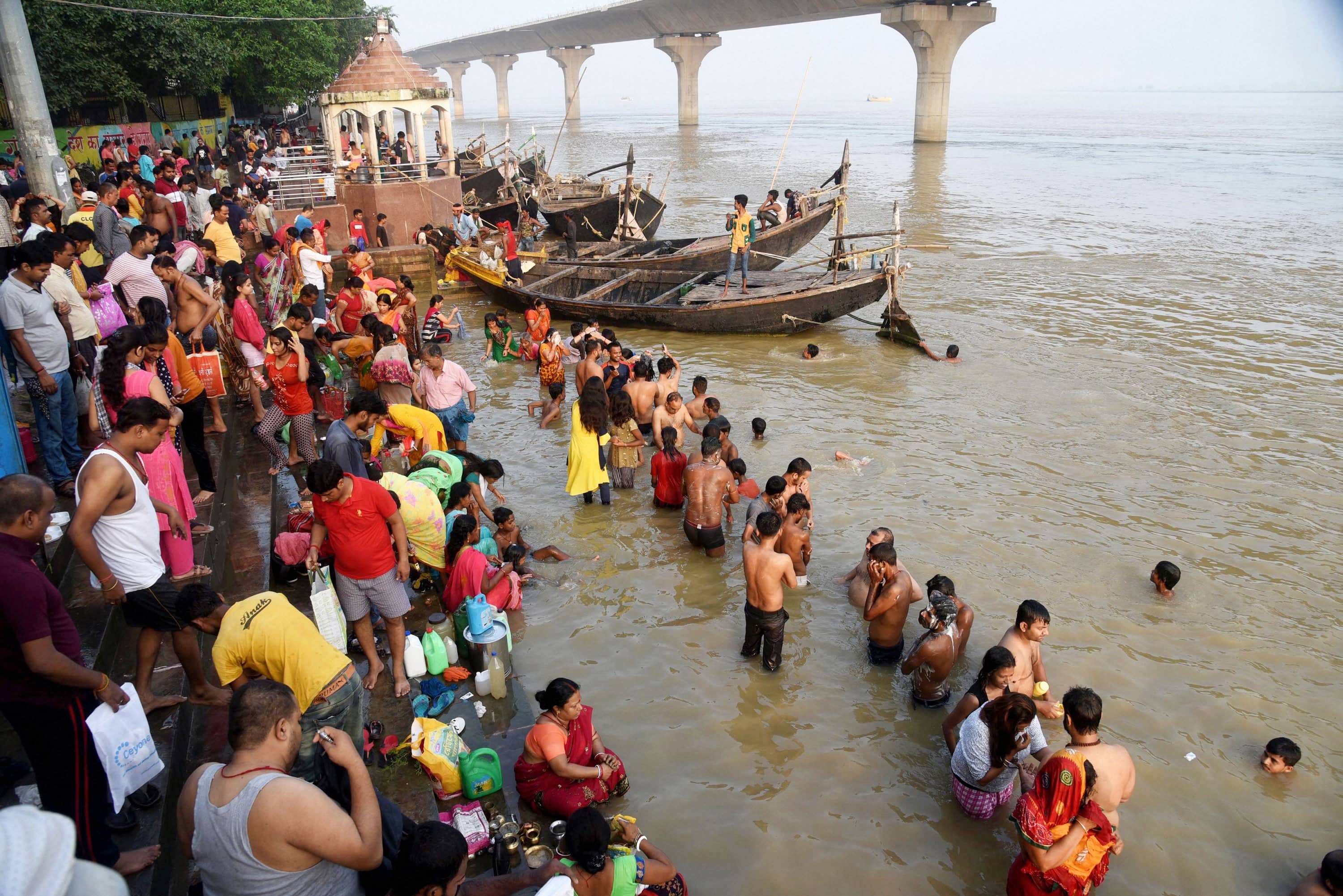 Devotees take a holy dip in Ganges river on Day 1 of Navratri