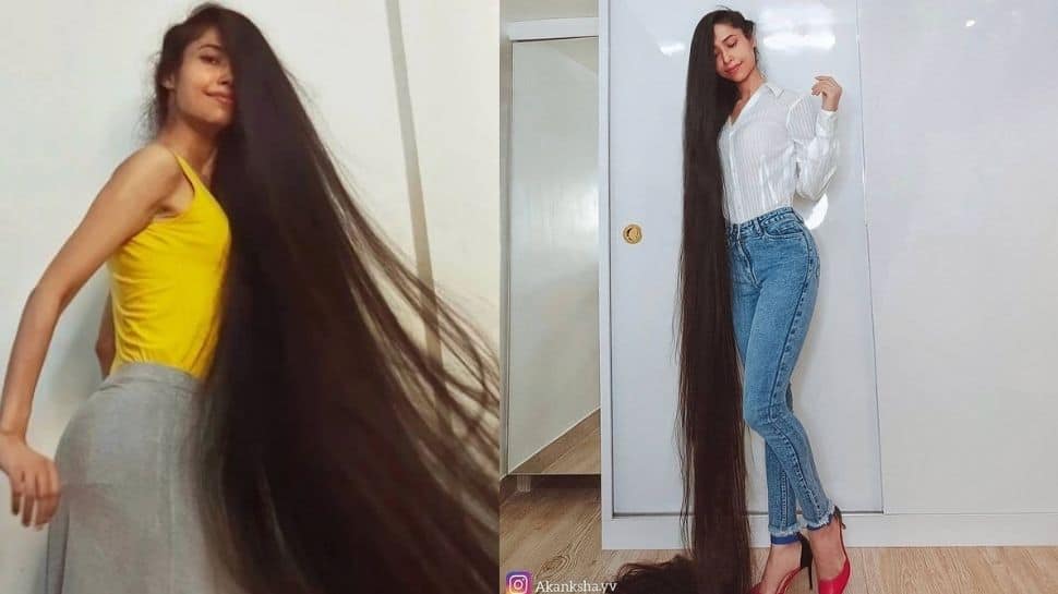 LONG hair tale! Meet Akanksha Yadav, who has longest hair in India  measuring over 9 feet | viral News | Zee News