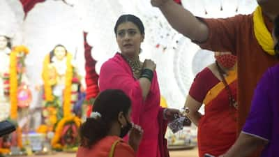 Kajol spotted at Durga Puja pandal