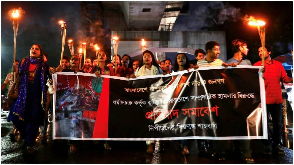 Hundreds gather to protest against religious violence in Dhaka