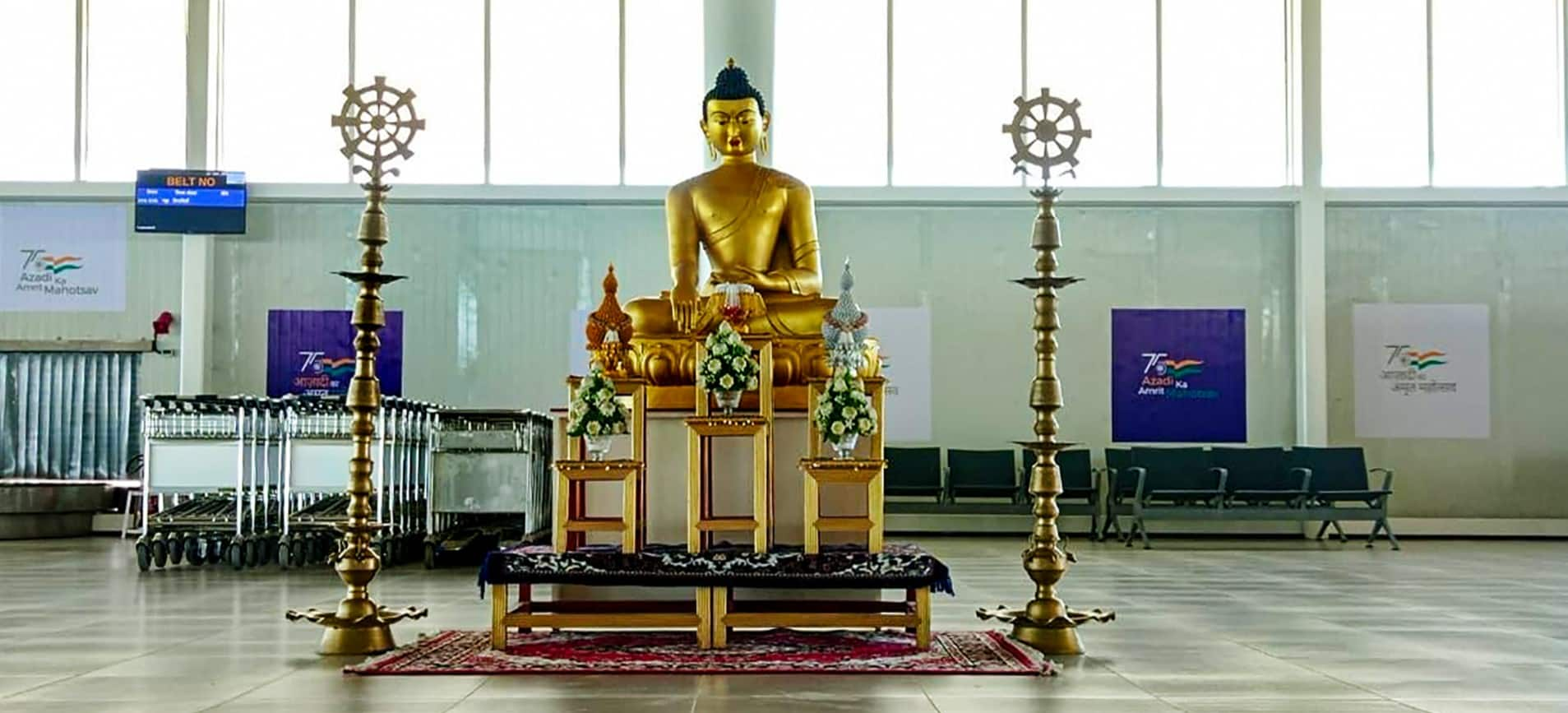 Lord Buddha statue inside Kushinagar International Airport