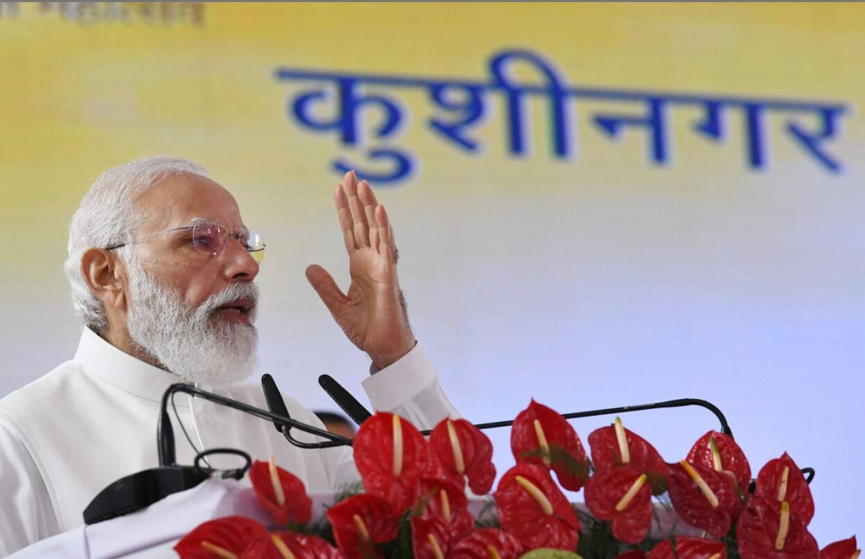 PM Narendra Modi during inauguration of Kushinagar International Airport