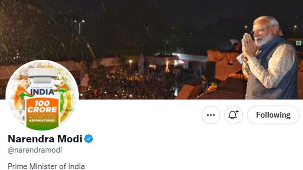 PM Narendra Modi changes his Twitter photo to celebrate India’s 100 crore vaccination milestone