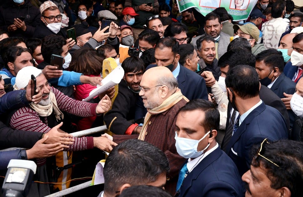 Amit Shah interacts with supporters