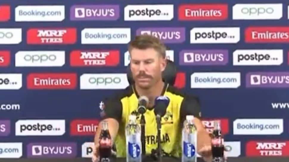 T20 World Cup: Warner does a Ronaldo, removes Coca-Cola bottle at press conference - Watch