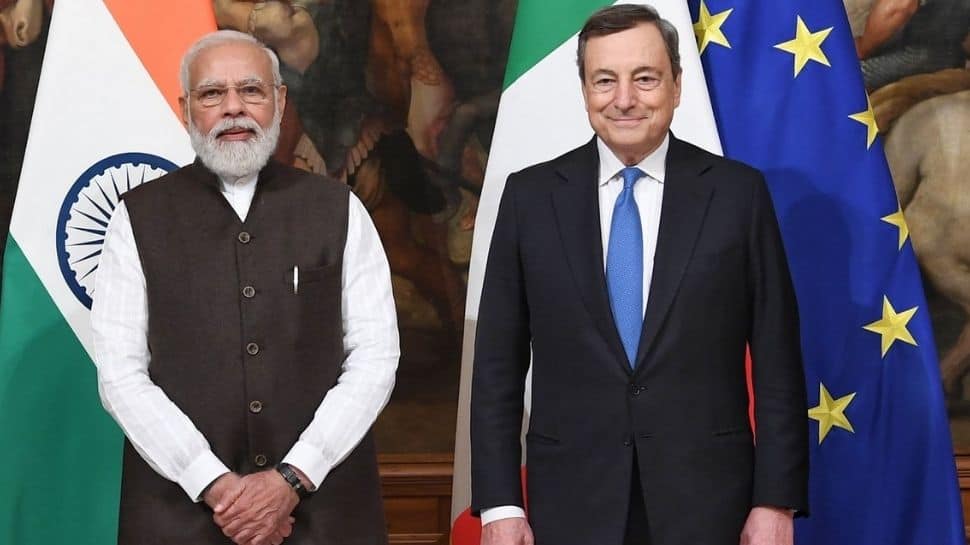 PM Narendra Modi interacts with Italian PM Mario Draghi