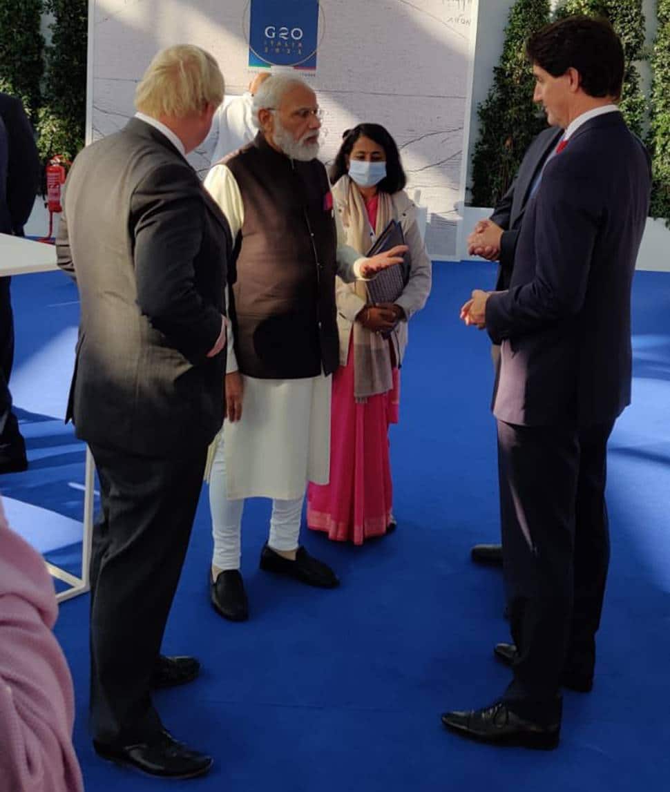 PM Modi interacts with Justin Trudeau
