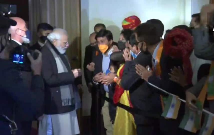 COP26 summit: PM Narendra Modi arrives in Glasgow, interacts with Indian community as crowd sings &#039;Modi Hai Bharat Ka Gehna&#039;