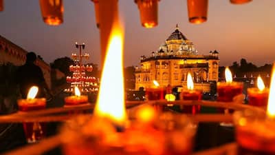 Earthen lamps lit up Akshardham Temple in Gujarat's Gandhinagar