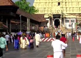 Devotees offer prayers at Sree Padmanabhaswamy Temple