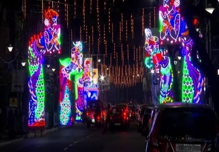 Vibrant light decoration in Kolkata