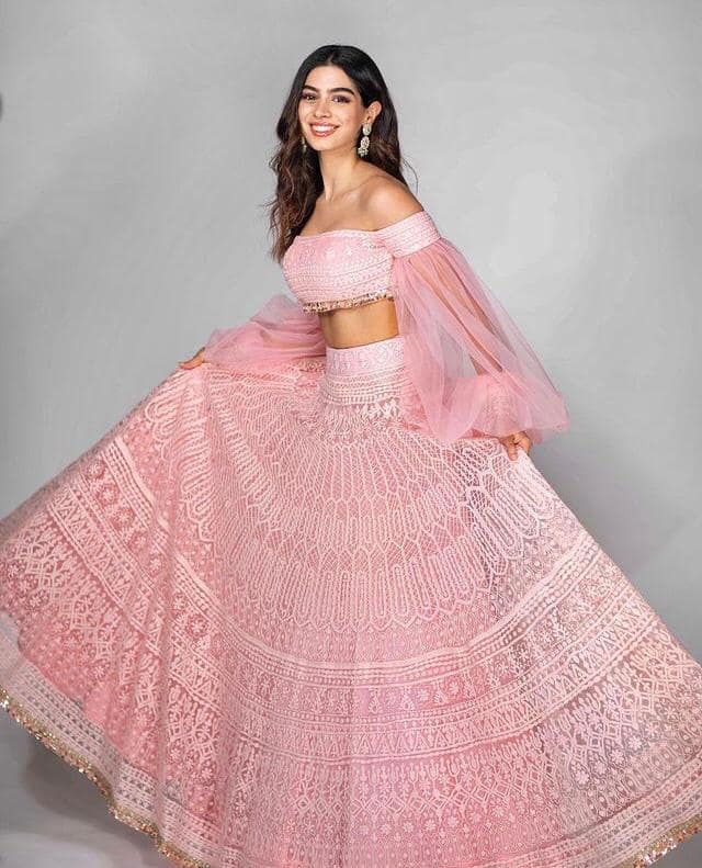 Khushi Kapoor dons pink lehenga