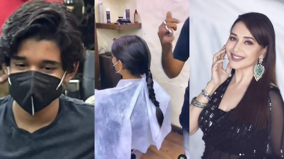 Netizens laud Madhuri Dixit&#039;s son as he donates his hair to cancer patients - Watch