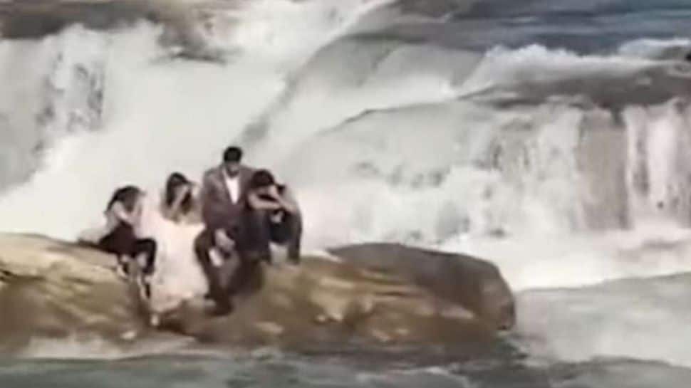 Pre-wedding shoot turns into nightmare! Couple gets stuck in waterfalls in Rajasthan for hours