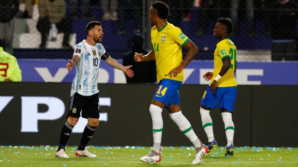 Argentina's Lionel Messi reacts during the FIFA World Cup 2022 qualifier against Brazil. The game ended in a 0-0 draw but Argentina joined Brazil by qualifying for 2022 World Cup in Qatar. (Photo: Reuters)