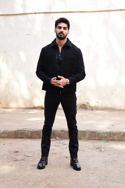 Ahan Shetty looks smart in an all black outfit