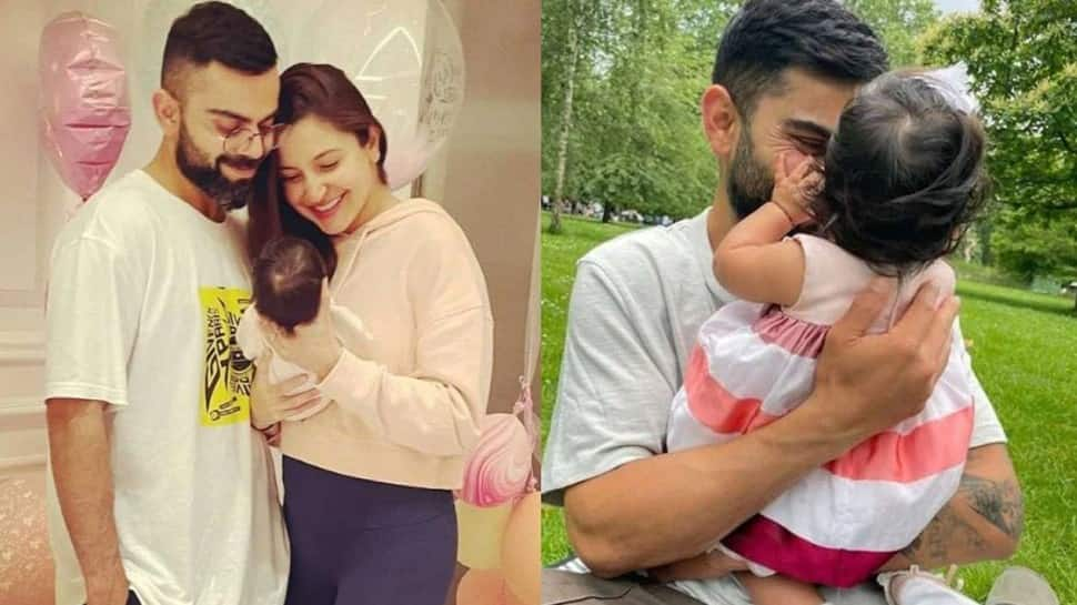 Team India captain Virat Kohli with daughter Vamika and wife Anushka Sharma. (Source: Twitter)