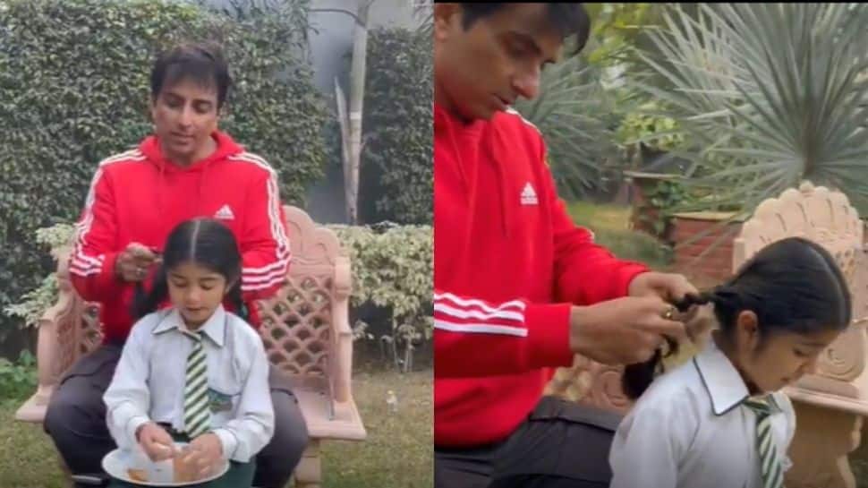 Sonu Sood helps his niece get ready for school, the clip will make you smile - Watch