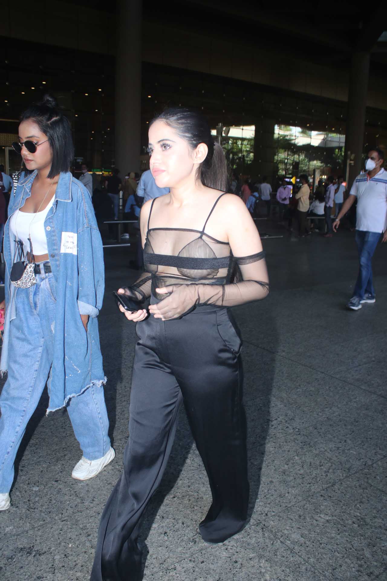 Urfi Javed grabs eyeballs at airport with her raunchy see-through black ...