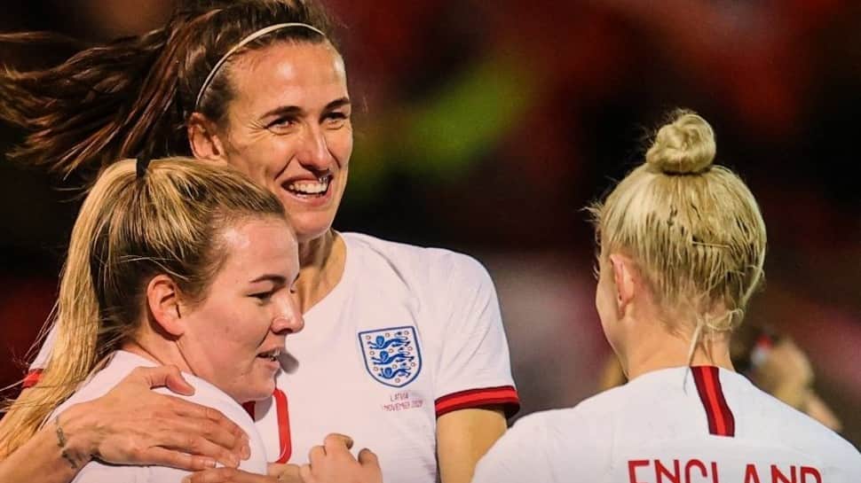 England women&#039;s football team slam record 20 goals against Latvia, 4 players score hat-trick