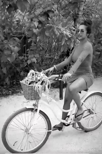 Malaika Arora looks poised while she cycles
