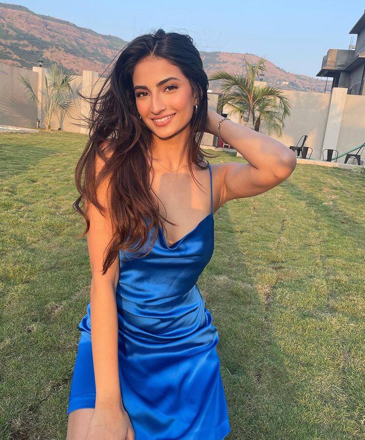 Palak looks beautiful in a satin blue slip dress