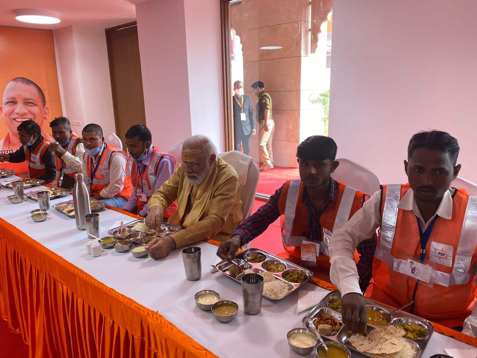 PM Modi shares lunch with construction workers in Varanasi