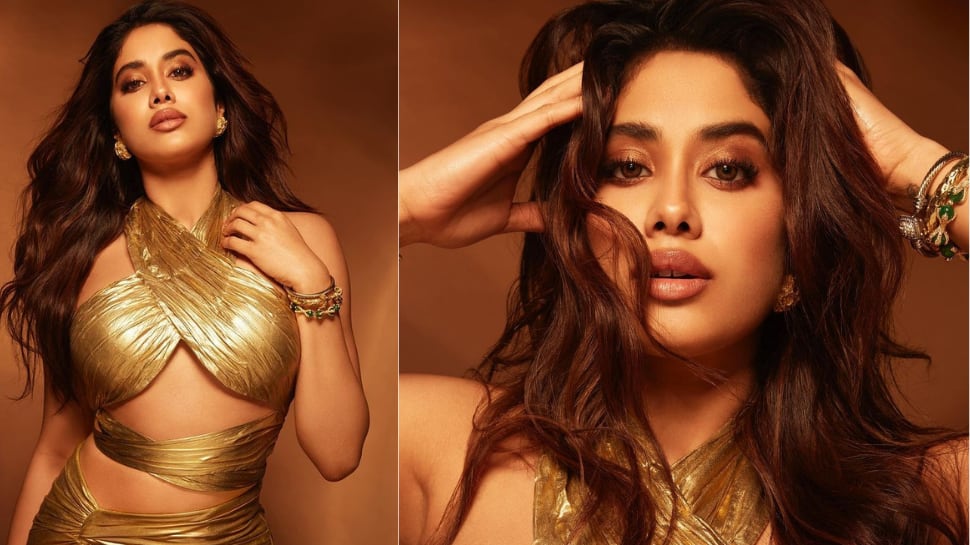 Janhvi Kapoor looks sexy in a short gold, cut-out dress: PICS | News | Zee  News
