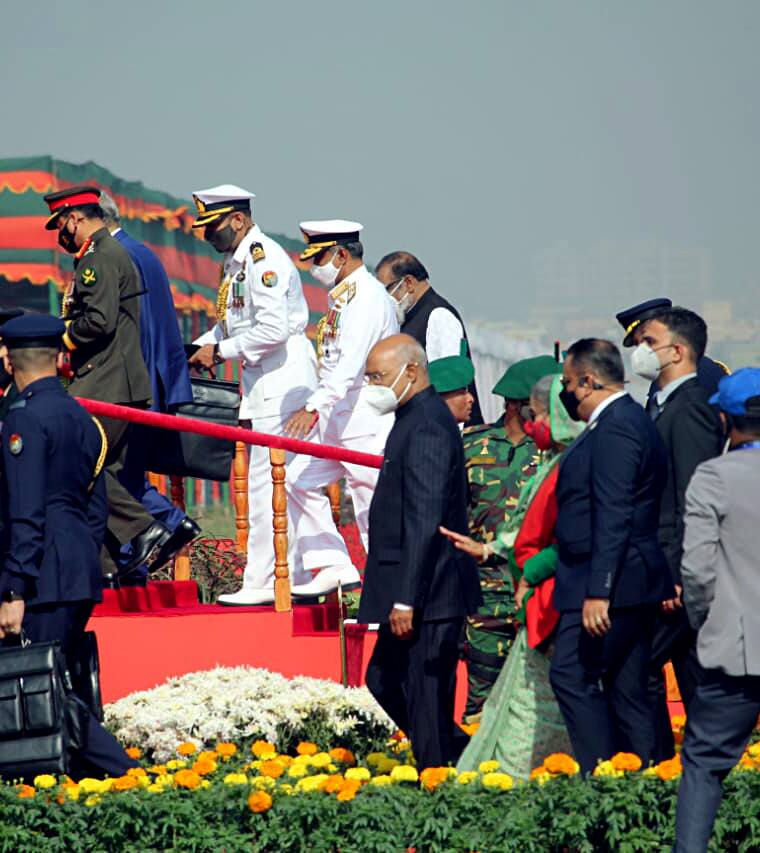 President Kovind arrives at National Parade Ground in Dhaka