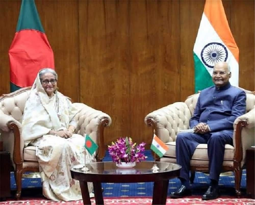 Indian President Ram Nath Kovind with Bangladesh PM Sheikh Hasina during his visit.