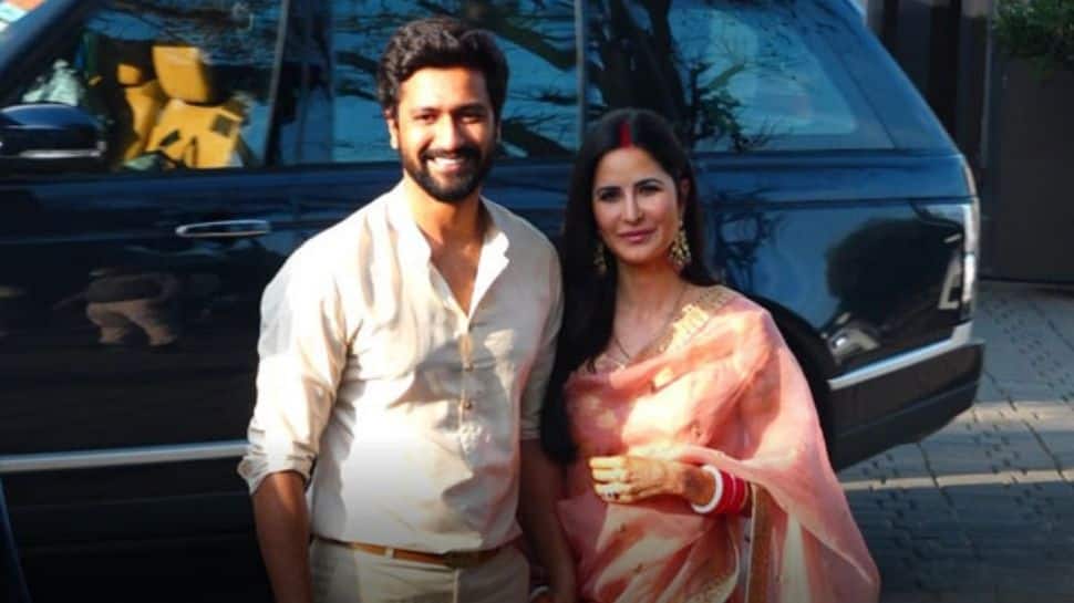 Katrina Kaif and Vicky Kaushal arrive at their new house for puja; latter&#039;s parents join!