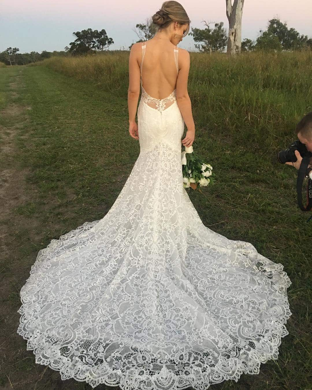 Rebekah posing on her wedding day