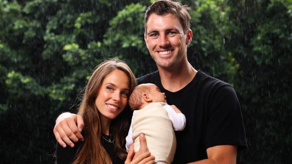 Australia Test captain Pat Cummins with wife Becky Boston and their son. Becky is a British-born interior designer and now runs an online store selling lavish home furnishings. (Source: Twitter)