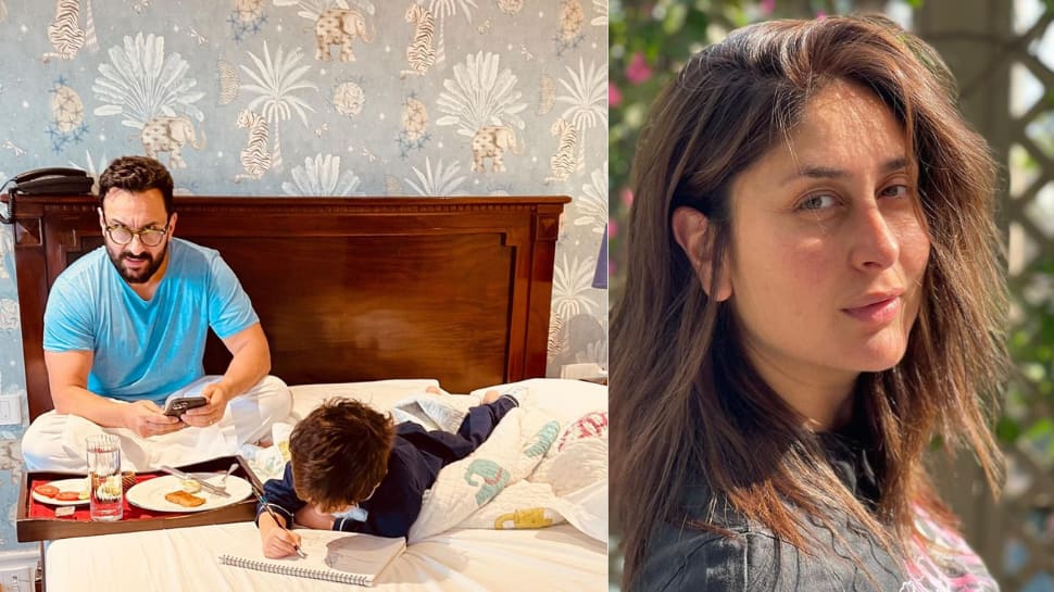 Kareena Kapoor  gives glimpse of Taimur’s room as he and Saif Ali Khan enjoy  breakfast in bed