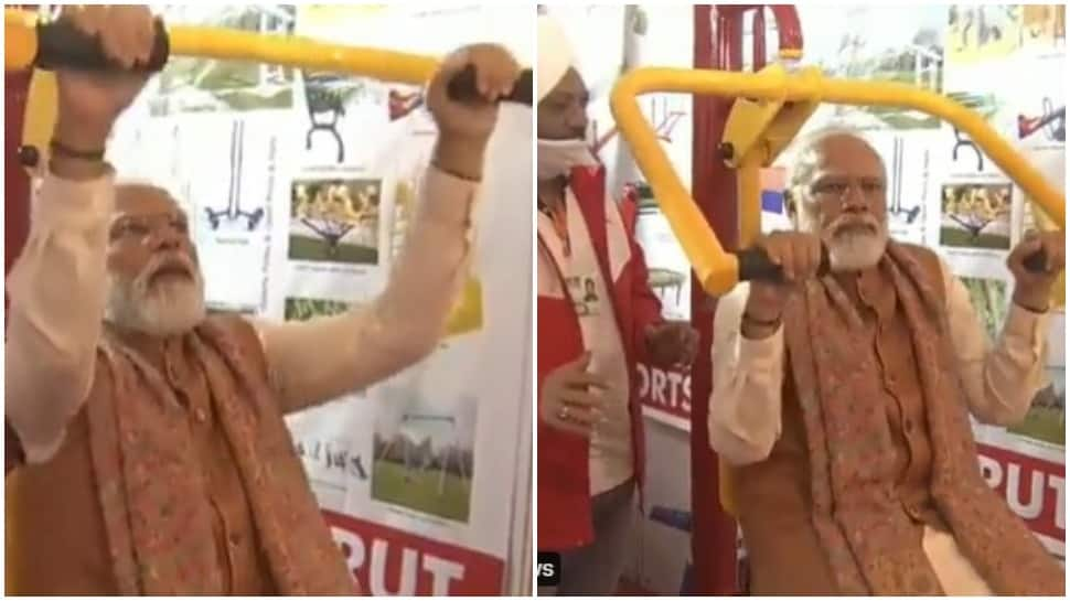 WATCH: PM Narendra Modi hits gym in UP&#039;s Meerut