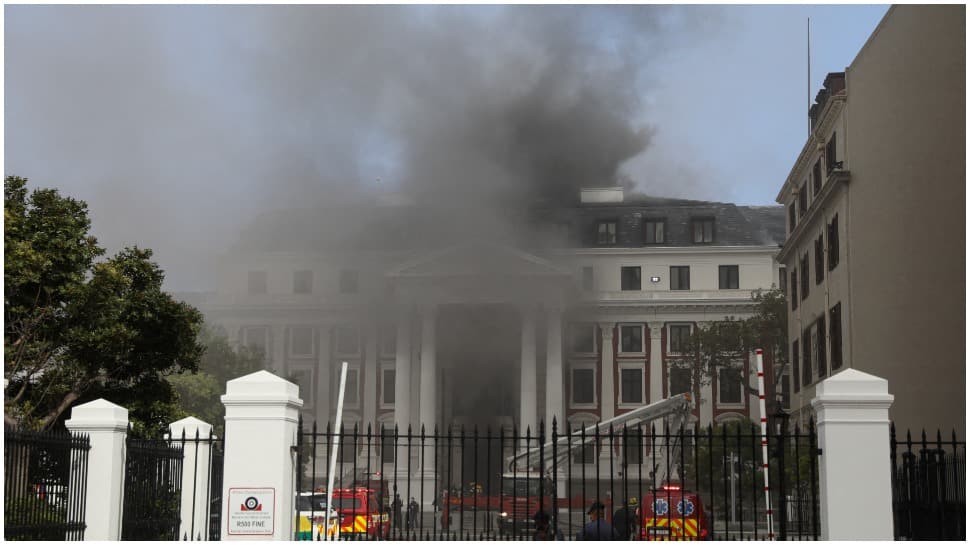 Massive fire rips South African Parliament, police detain one