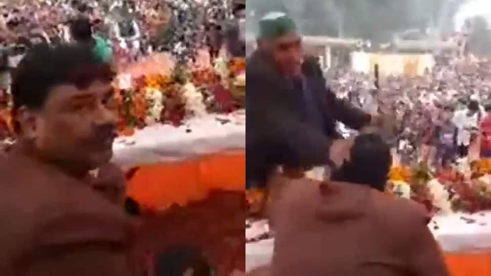 BJP MLA slapped by elderly farmer on stage, says it was &#039;chacha&#039;s pat on cheek&#039;