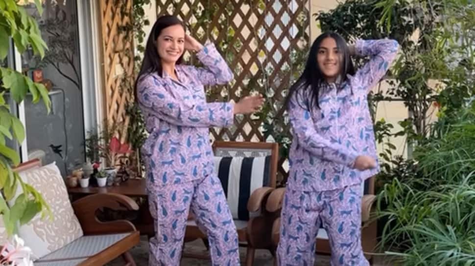 Dia Mirza dancing with her stepdaughter Samaira on Akon&#039;s Bananza is a VIRAL hit - Watch