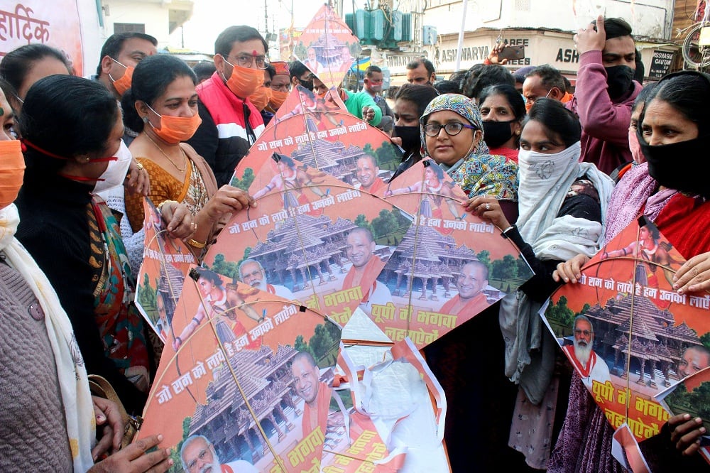 Sindhu Sena supporters distribute customized PM Modi kites